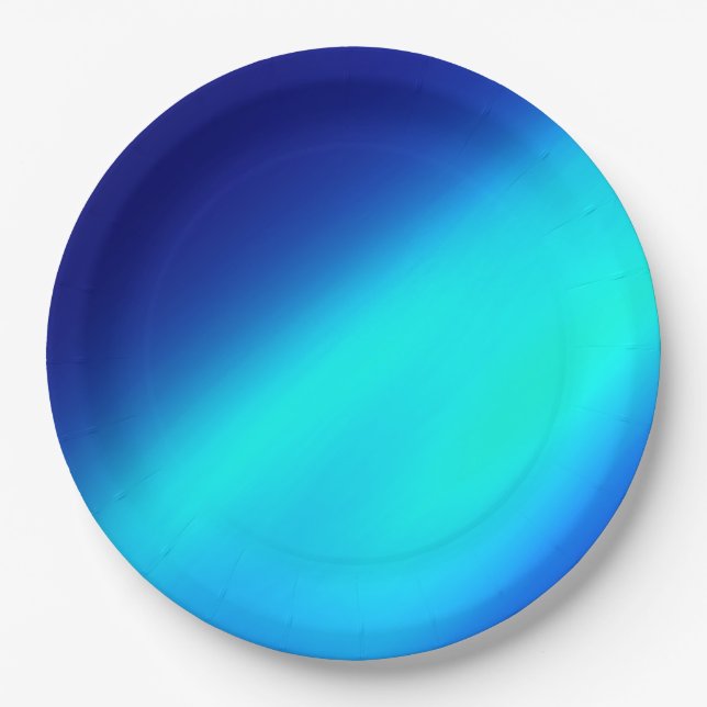 Double Strip Moonlight Ombre Effect Blue  Paper Plates (Front)