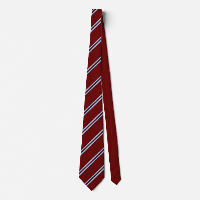 Double Stripe Maroon & Sky Neck Tie (Front)