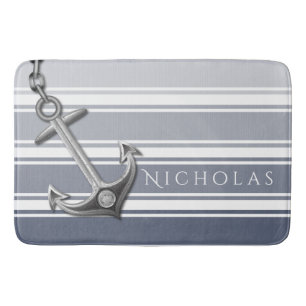 Double Striped Anchor Bath Mat