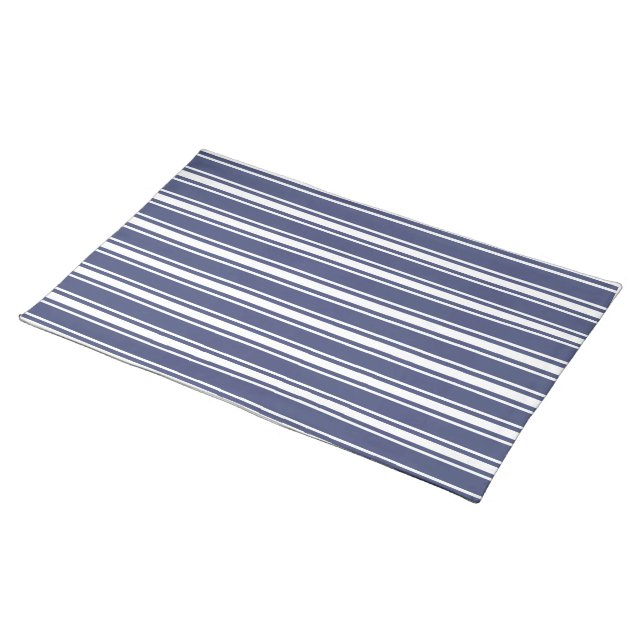 Double Striped Navy Blue Cloth Placemat (On Table)