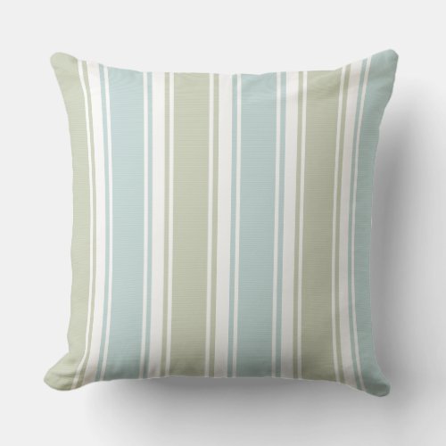 Double Striped Seafoam  Blue Throw Pillow