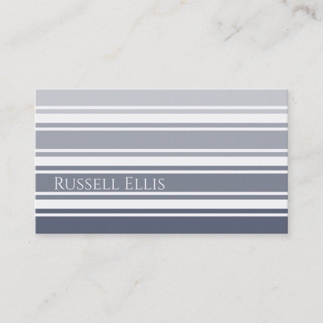 Double Striped | Slate Blue Ombre Business Card (Front)