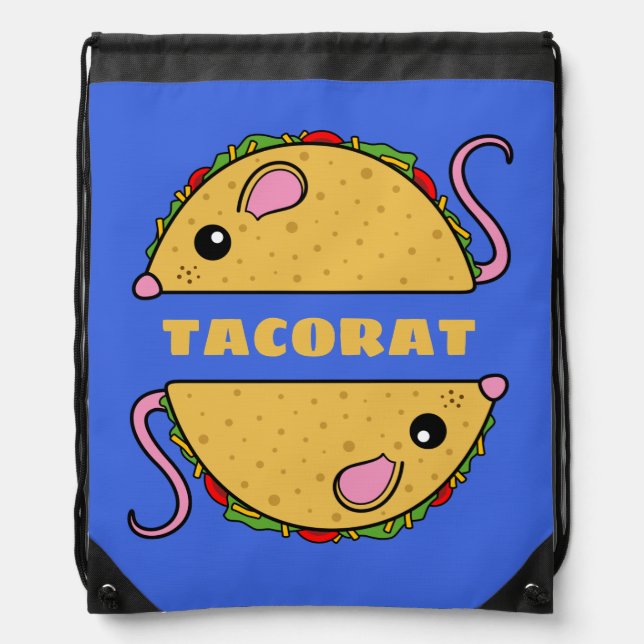 Double Taco Rat Drawstring Backpack (Front)