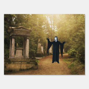 Double Take Scary Halloween Sign