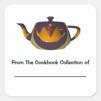  Double Teapot Personalize Cookbook Bookplate 