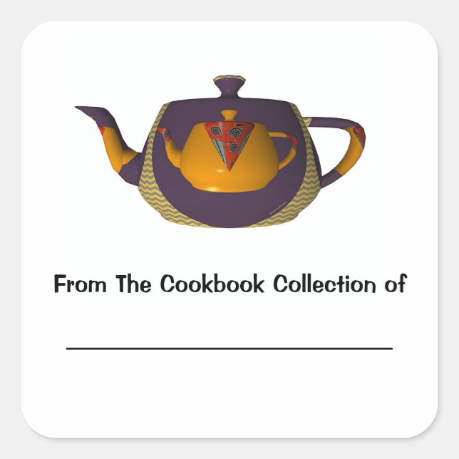  Double Teapot Personalized Cookbook Bookplate (Front)