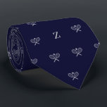 Double Tennis Rackets Ball Monogram Initial Blue Neck Tie<br><div class="desc">Serve up a stylish ace with our Double Tennis Rackets and Ball Skinny Tie – the perfect accessory for the tennis aficionado in your life. This tie isn't just a fashion statement; it's a visual celebration of the love for this dynamic sport, making it an ideal gift for tennis fans,...</div>