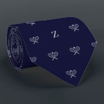 Double Tennis Rackets Ball Monogram Initial Blue Neck Tie<br><div class="desc">Serve up a stylish ace with our Double Tennis Rackets and Ball Skinny Tie – the perfect accessory for the tennis aficionado in your life. This tie isn't just a fashion statement; it's a visual celebration of the love for this dynamic sport, making it an ideal gift for tennis fans,...</div>