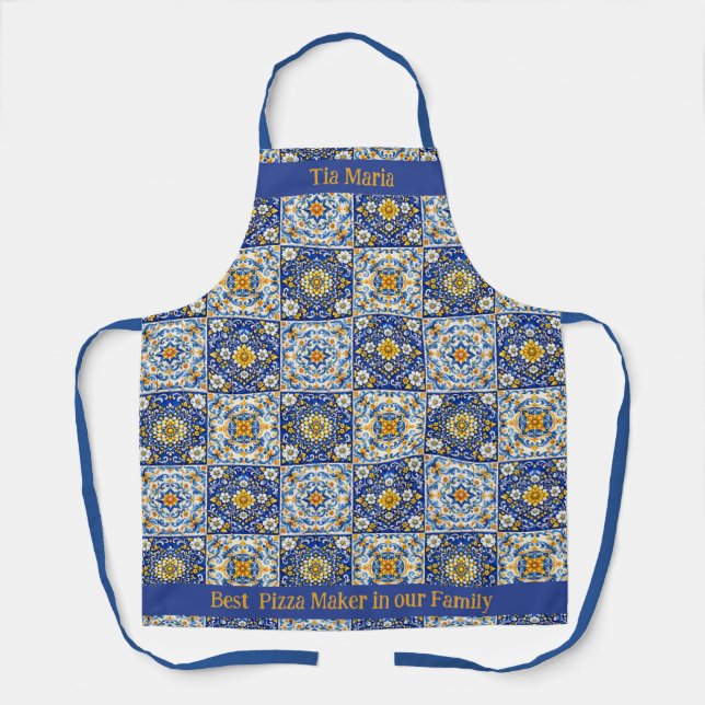 Double‑Text Azulejo Kitchen Apron  (Front)