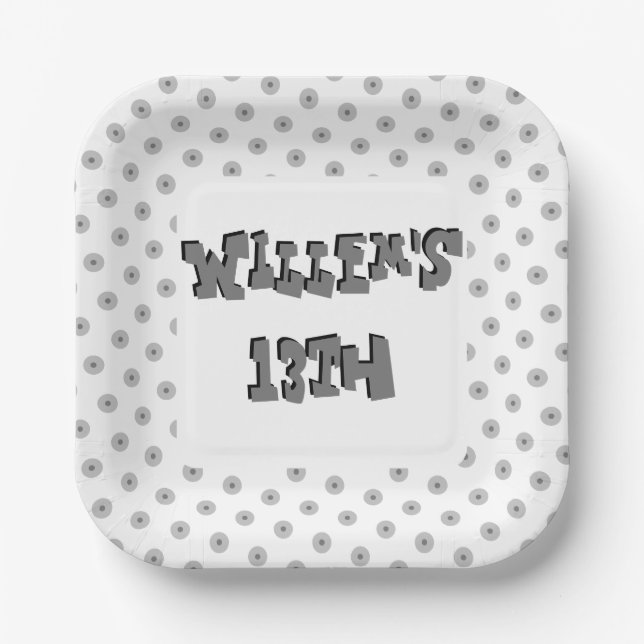 Double Text Teen Boy Birthday Party Paper Plates (Front)