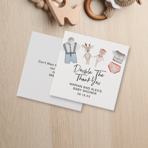 Double Thank You Neutral Twins Clothes Favor Tags
