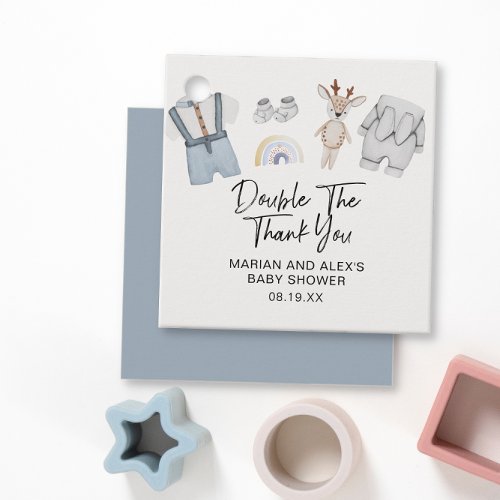 Double Thank You Twin Boys Clothes Favor Favor Tags