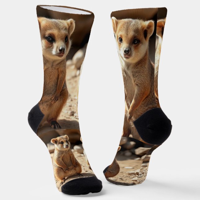 "Double the Cuteness: Aussie Quokka Twins" Socks (Angled)