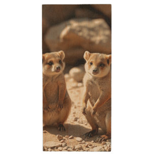 "Double the Cuteness: Aussie Quokka Twins" Wood Flash Drive