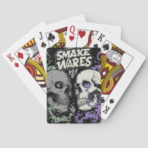 Double the darkness with this striking dual skull poker cards