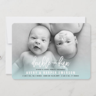 Double The Fun Baby Boy Twins Birth Announcement