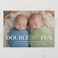 Double The Fun | Twin Photo Birth Announcement