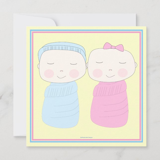 Double the Joy!  Twin Boy Girl Shower Invitation (Front)