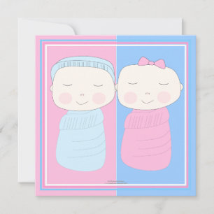 Double the Joy! Twin Boy Girl Shower Invitation
