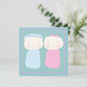 Double the Joy!  Twin Boy Girl Shower Invitation (Standing Front)