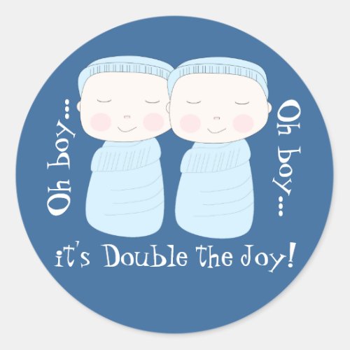 Double the Joy Twin Boys Classic Round Sticker