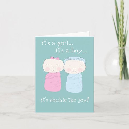Double the Joy Twin Girl  Boy Notecard