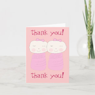 Double the Joy! Twin Girl Thank You Notecard