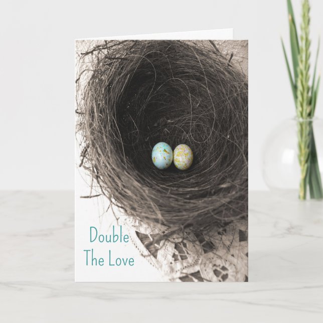 Double The Love Card Twins Congratulations Card (Front)