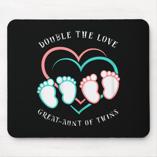 Double The Love New Great-aunt Of Twins  Mouse Pad (Front)