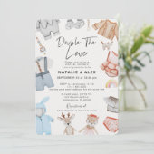 Double the Love Twins Boy Girl Virtual Baby Shower Invitation (Standing Front)