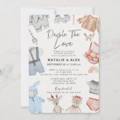 Double the Love Twins Boy Girl Virtual Baby Shower Invitation (Front)
