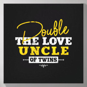 Double The Love Uncle Of Twins Vintage Heart Canvas Photo Tile