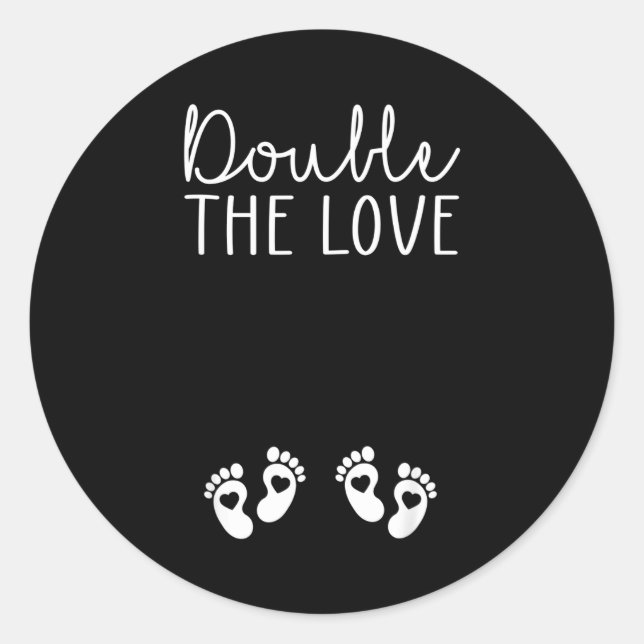 Double The Love Valentines Day Twin Pregnancy Anno Classic Round Sticker (Front)