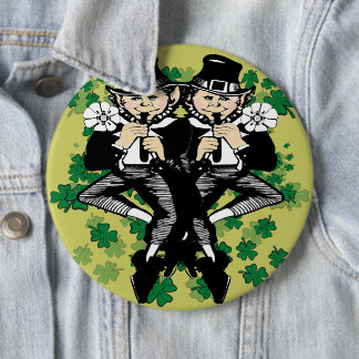 Double The Luck Leprechaun Button