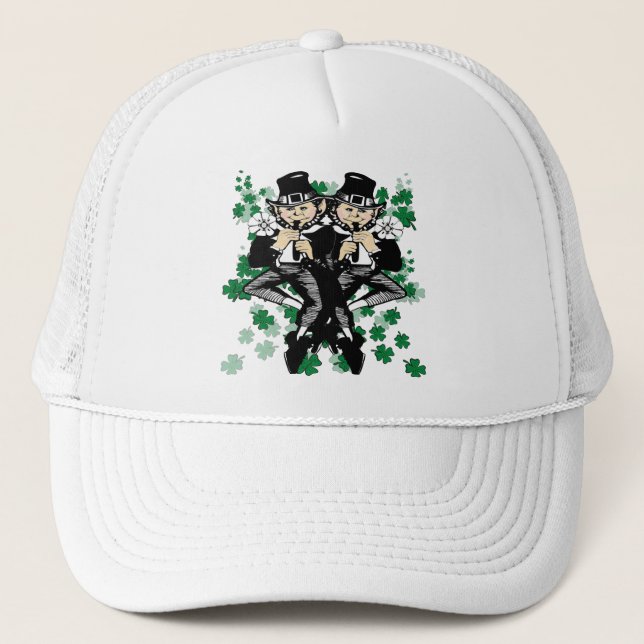 Double The Luck Leprechaun Trucker Hat (Front)