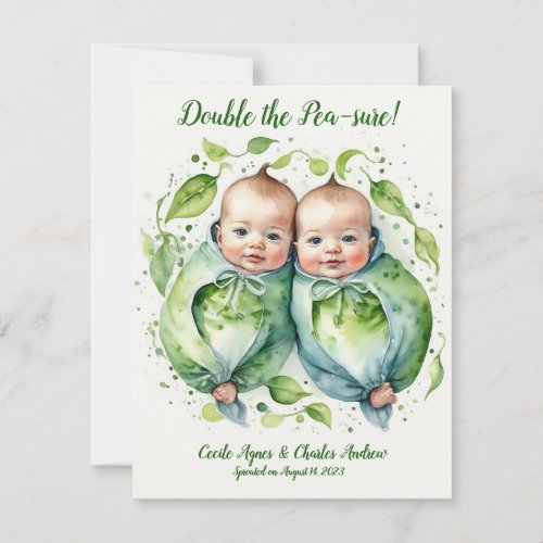 Double the Pea_sure Twin Birth Announcement