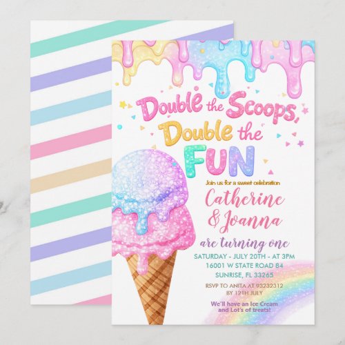 Double the Scoops Birthday ice Cream Glitter
