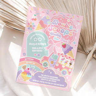 Double the Scoops Ice Cream Birthday Invitation