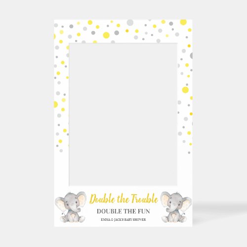 Double the Trouble Twin Baby Shower Photo Booth Se Selfie Frame