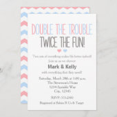 Double the trouble TWINS Baby Shower Invitation (Front/Back)