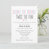 Double the trouble TWINS Baby Shower Invitation (Standing Front)