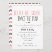 Double the trouble TWINS Baby Shower Invitation (Front/Back)