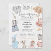 Double the Trouble Twins Boy Girl Baby Shower Invitation (Front)