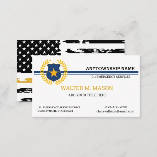 Double Thin Blue Line Police  Flag  Business Card
