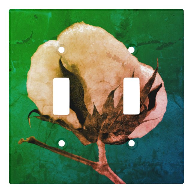 Double Toggle Cotton Boll Light Switch Plate (Front)