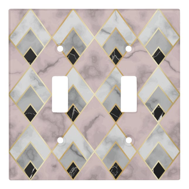 Double Toggle Pink Marble  Light Switch Cover (Front)
