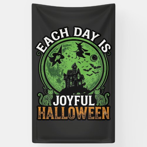 Double Toil Trouble Witch Pumpkin Halloween Cobweb Banner
