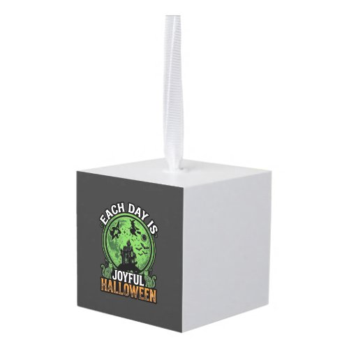 Double Toil Trouble Witch Pumpkin Halloween Cobweb Cube Ornament