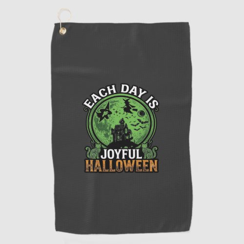 Double Toil Trouble Witch Pumpkin Halloween Cobweb Golf Towel