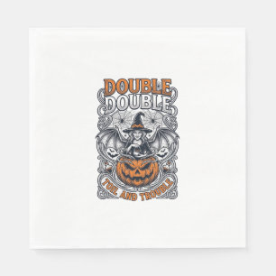 Double Toil Trouble Witch Pumpkin Halloween Cobweb Napkins